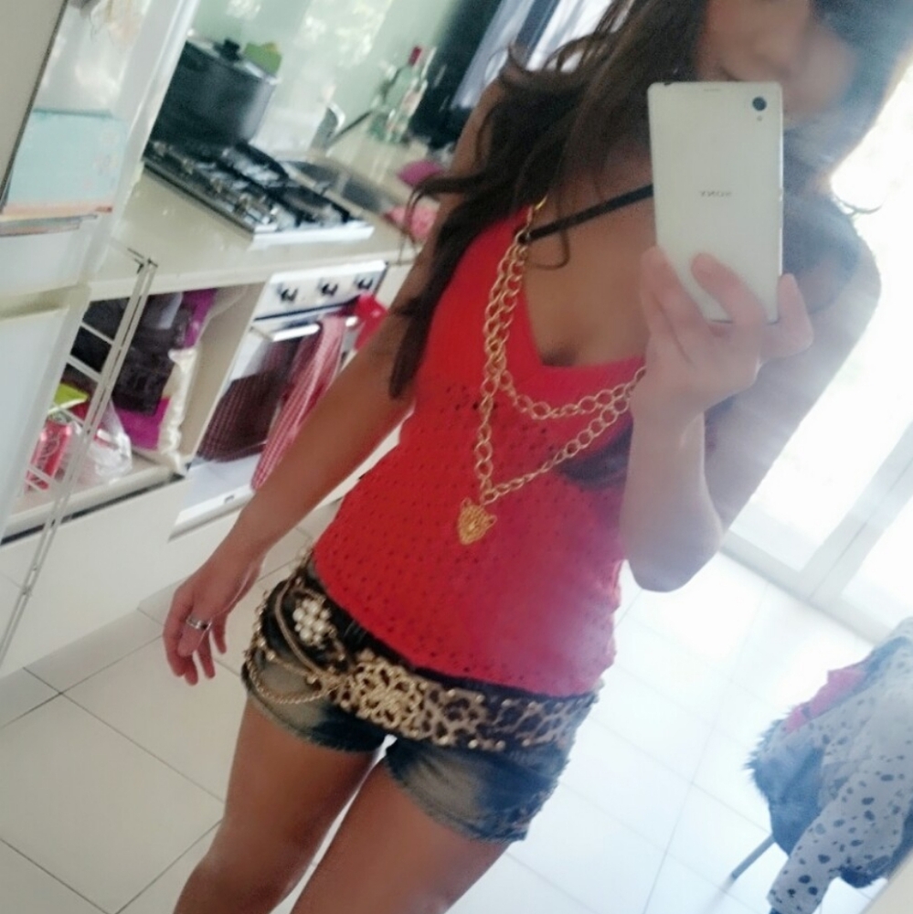 D.i.a Gyaru Red Orange Crochet Cami With Back Cutout